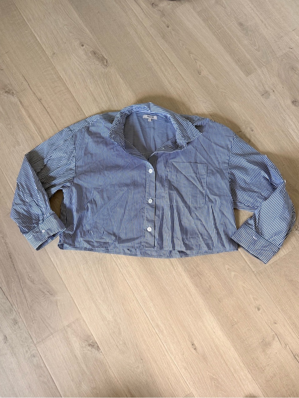 Madewell Straight-Hem Shirt Blue and White Stripe Size Large